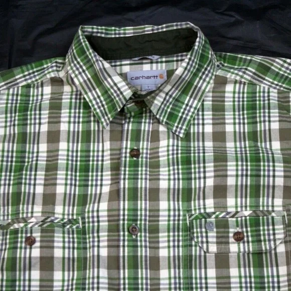 Carhartt Relaxed Fit Men's Short Sleeve‎ Button Front Shirt Size Large